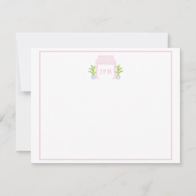 Palm Beach Cabana Monogram Flat Card (Front)