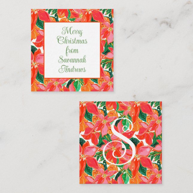 Palm Beach Christmas Poinsettia Gift Enclosure Card (Front/Back)