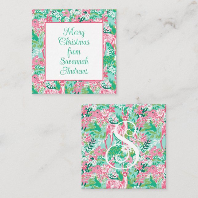 Palm Beach Christmas Reindeer Gift Enclosure Card (Front/Back)