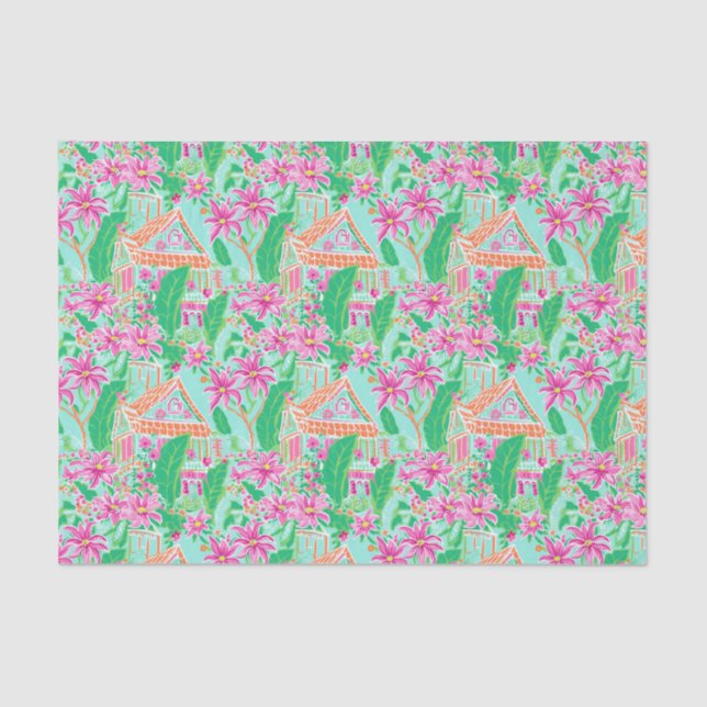 Palm Beach Christmas Watercolor Gingerbread House Tissue Paper (Front)