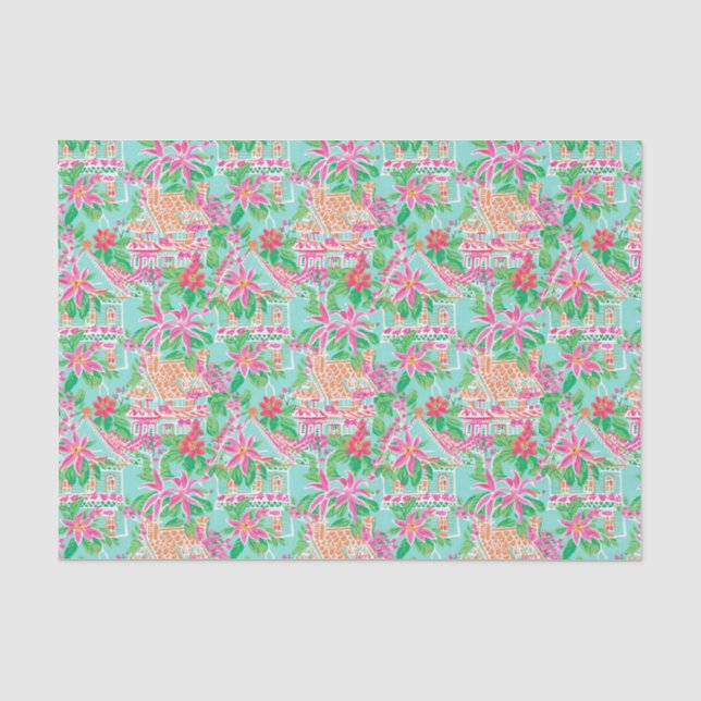 Palm Beach Christmas Watercolor Gingerbread House Tissue Paper (Front)