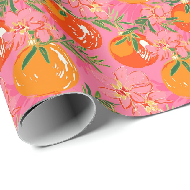 Palm Beach Christmas Watercolor Ornaments Wrapping Paper (Roll Corner)