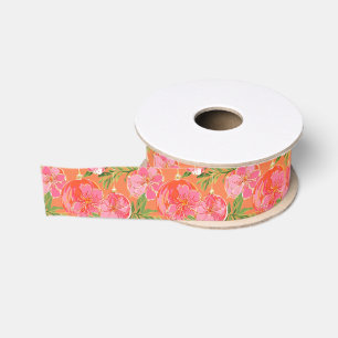 Palm Beach Christmas Watercolor Pink Ornaments Grosgrain Ribbon