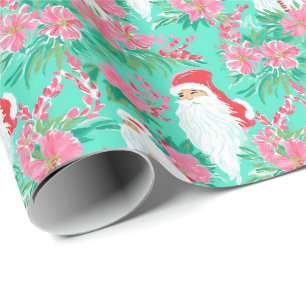 Palm Beach Christmas Watercolor Santa Wrapping Paper