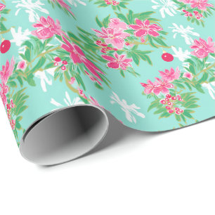 Palm Beach Christmas Watercolor Tropical Ornaments Wrapping Paper