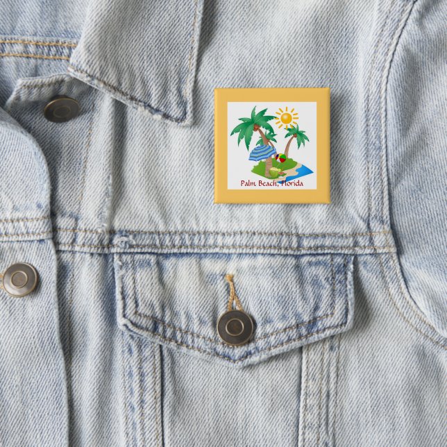 Palm Beach, Florida 2 Inch Square Button (In Situ)