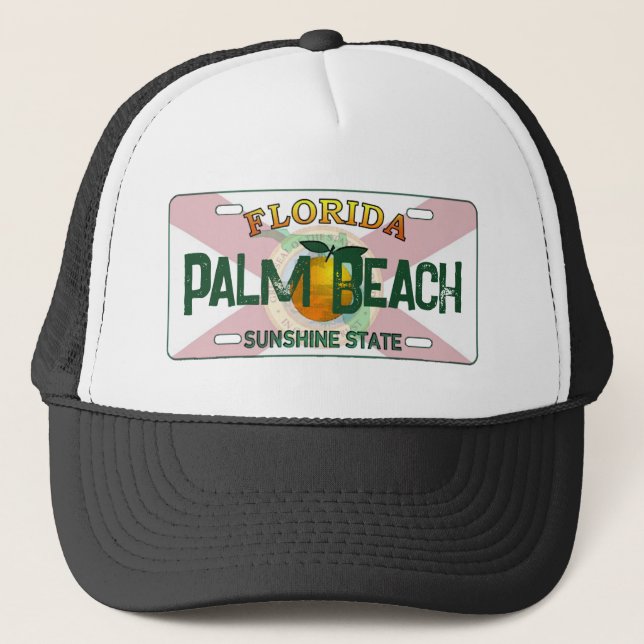 Palm Beach Florida flag license plate hat (Front)