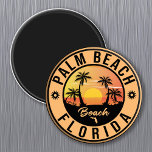 Palm Beach Florida Palm Tree Beach Vintage Travel  Magnet<br><div class="desc">Palm Beach Florida Design. Sunset design with your favourite Florida beach and sea,  suitable for USA beach lovers especially who love Palm Beach.</div>