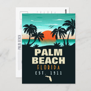 Palm Beach Florida Retro Sunset Souvenirs 60s Postcard