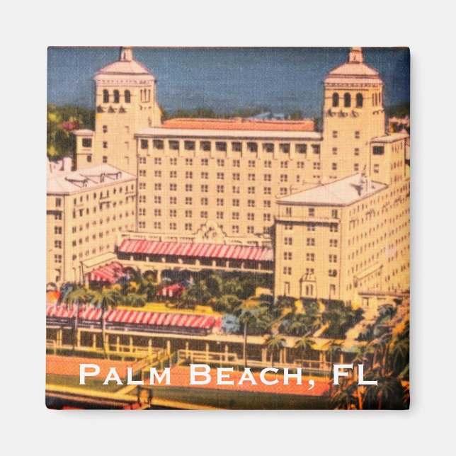Palm Beach, Florida - Vintage Skyline Photo Magnet (Front)