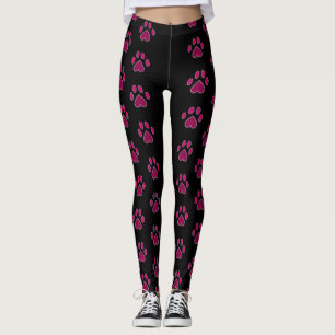 Palm Beach Kitty Paw Double Racing Stripe on Black Leggings