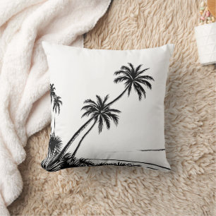 Palm Beach Ocean Modern Black and White Throw Pillow