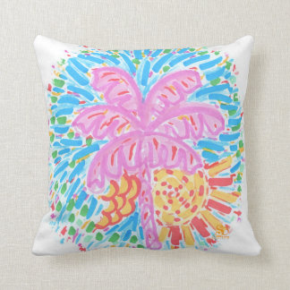 Palm Beach Pink Banana Tree Throw Pillow