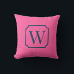 Palm Beach Pink Monogram Dorm Room Pillow<br><div class="desc">Personalized Initial College Dorm Decor Add a bold preppy touch to your dorm room with this Preppy Pink monogram pillow, featuring a classic framed initial design on a pink background. The elegant serif monogram inside a decorative frame creates a timeless preppy look that fits perfectly with popular college dorm aesthetics....</div>
