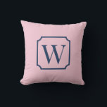 Palm Beach Pink Monogram Dorm Room Pillow<br><div class="desc">Personalized Initial College Dorm Decor Add a bold preppy touch to your dorm room with this Preppy Pink monogram pillow, featuring a classic framed initial design on a pink background. The elegant serif monogram inside a decorative frame creates a timeless preppy look that fits perfectly with popular college dorm aesthetics....</div>
