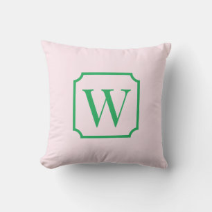 Palm Beach Pink Monogram Dorm Room Pillow