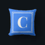 Palm Beach Preppy Blue Monogram Throw Pillow<br><div class="desc">Add a vibrant coastal touch to your space with this Palm Beach preppy blue monogram throw pillow, featuring a bold personalized initial framed by a crisp double border on a bright ocean blue background. Inspired by colorful resort style and classic collegiate design, this custom pillow adds personality and polish to...</div>