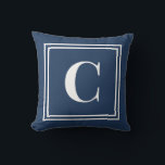 Palm Beach Preppy Blue Monogram Throw Pillow<br><div class="desc">Add a vibrant coastal touch to your space with this Palm Beach preppy navy blue monogram throw pillow, featuring a bold personalized initial framed by a crisp double border on a navy blue background. Inspired by colorful resort style and classic collegiate design, this custom pillow adds personality and polish to...</div>