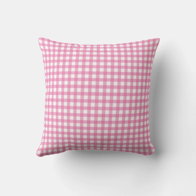 Palm Beach Preppy Gingham Throw Pillow | Colourful (Back)