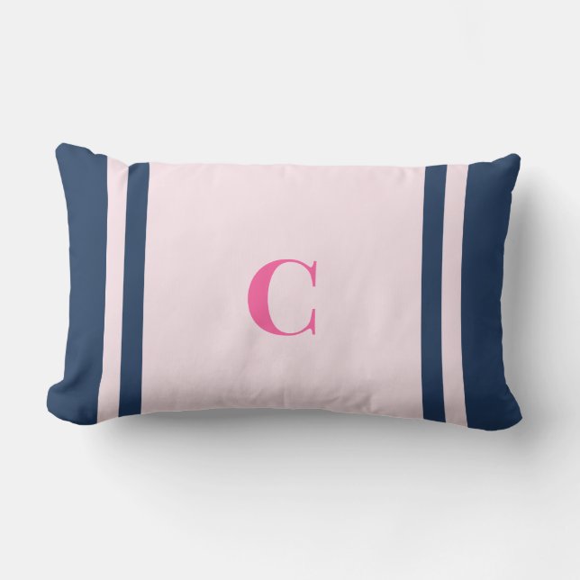 Palm Beach Preppy Monogram Lumbar Pillow (Front)