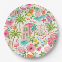 Palm Beach Preppy Pink Green Tropical