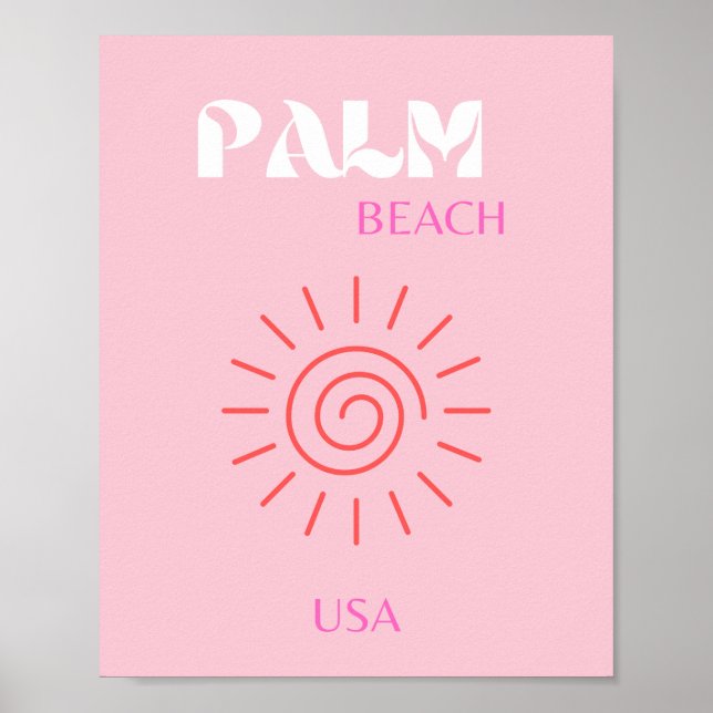 Palm Beach, Preppy, Preppy Room, Pink Poster (Front)