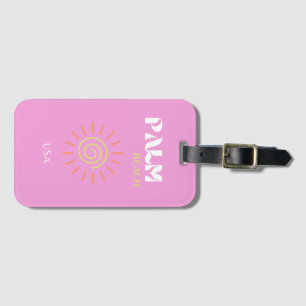 Palm Beach, Retro Art, Preppy, Pink Art, Pink Luggage Tag