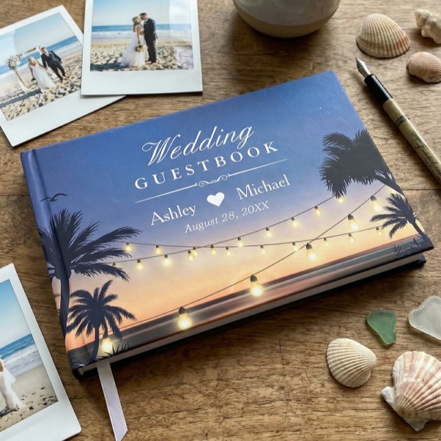 Palm Beach String Lights Destination Wedding Guest Book (Creator Uploaded)