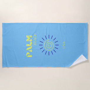 Palm Beach, Travel Art, Florida, Preppy, Blue Beach Towel