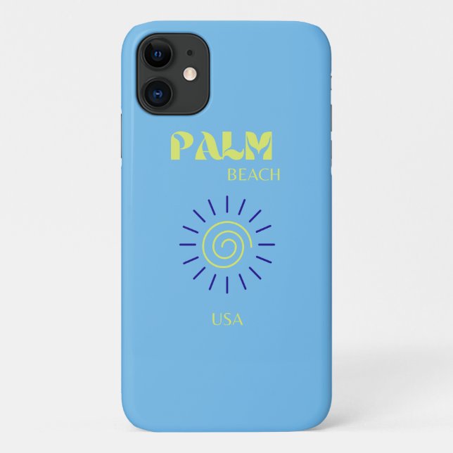 Palm Beach, Travel Art, Florida, Preppy, Blue Case-Mate iPhone Case (Back)