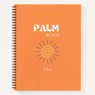 Palm Beach, Travel Art, Preppy, Orange Notebook