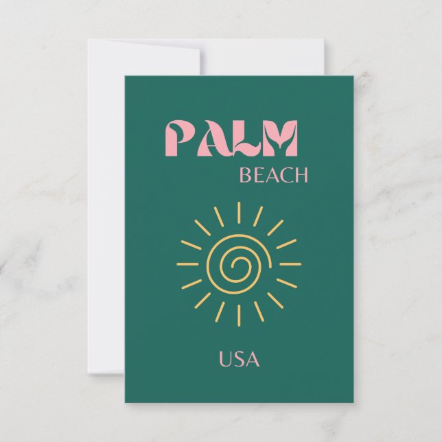 Palm Beach, Travel Art Thank You Card (Front)