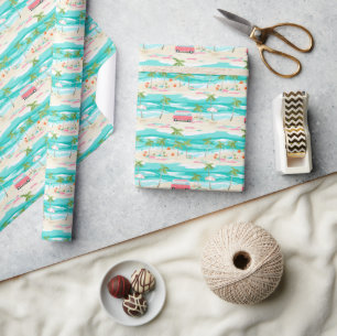 Palm Beach Tropical Beach Surf Van Wrapping Paper