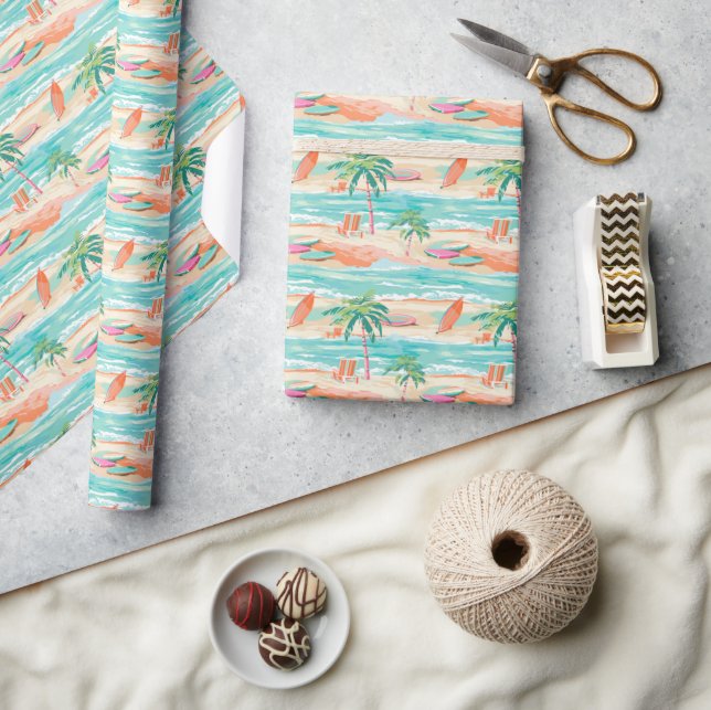 Palm Beach Tropical Island Beach Wrapping Paper (Crafts)