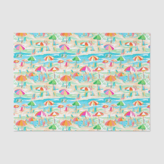 Palm Beach Tropical Island Chairs and Umbrellas Tissue Paper (Front)