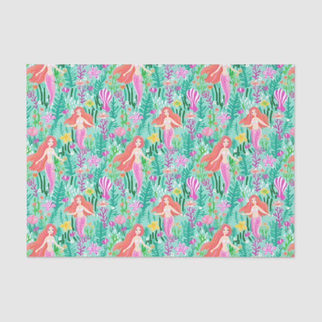 Palm Beach Tropical Island Mermaids Tissue Paper (Front)