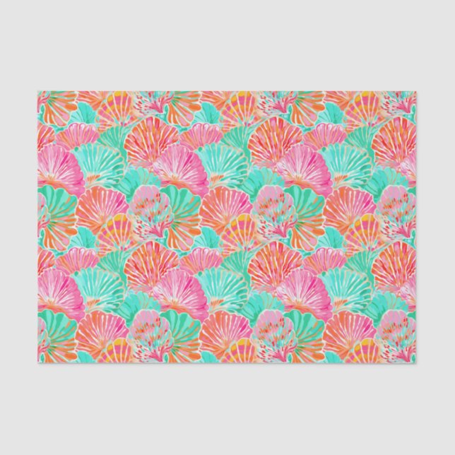 Palm Beach Tropical Island Ocean Seashells Tissue Paper (Front)