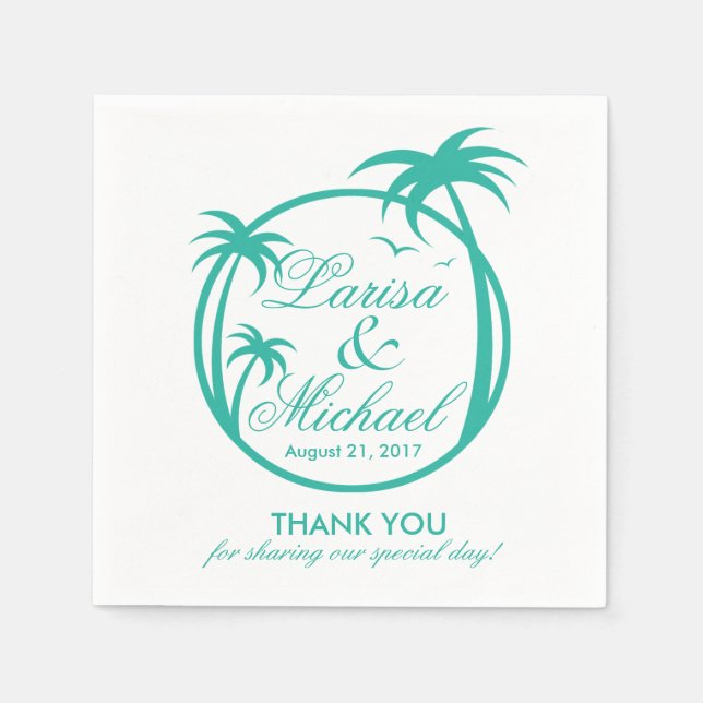 Palm Beach Tropical Logo | aqua white Napkin (Front)
