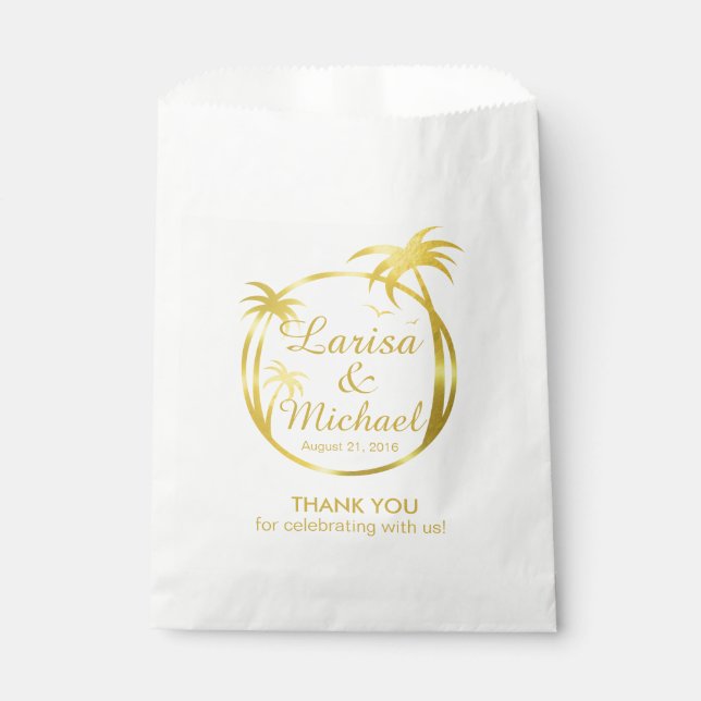 Palm Beach Tropical Logo | faux gold foil Favour Bag (Front)