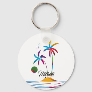 Palm Beach Tropical Sunrise Keychain