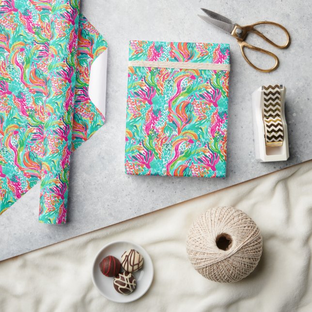 Palm Beach Tropical Underwater Coral Wrapping Paper (Crafts)