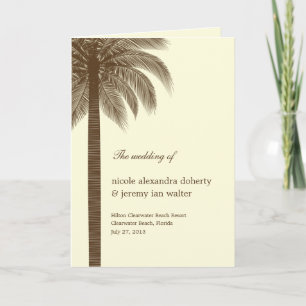 Palm Beach Wedding Program Card - Brown