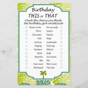 Palm Birthday this or that game