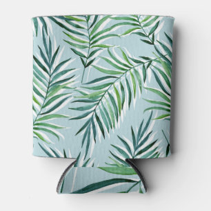 Palm Branches, Watercolor Seamless Hand-Drawn. Can Cooler