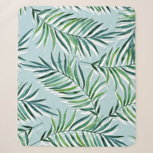 Palm Branches, Watercolor Seamless Hand-Drawn. Sherpa Blanket
