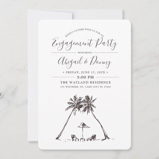 Palm Breeze | Beach Engagement Party Invitation (Front)