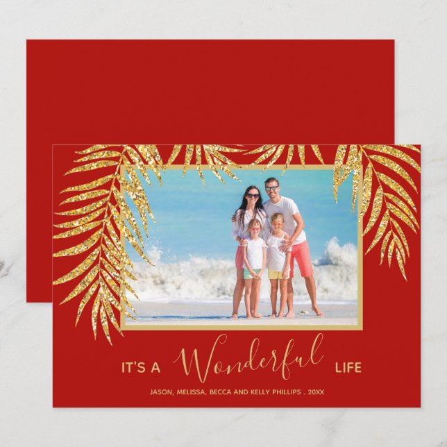 Palm Christmas Photo Holiday Card (Front/Back)