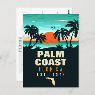 Palm Coast Florida Flagler Vintage Retro Sunset 80 Postcard