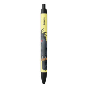 Palm cockatoo bird cartoon illustration  black ink pen