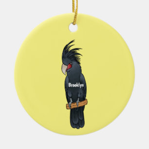 Palm cockatoo bird cartoon illustration  ceramic ornament